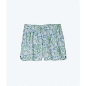 summersalt shorts 1x blue floral poplin organic cotton pull on poolside plus